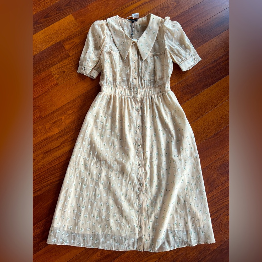 Elegant Cream Button-Down Dress